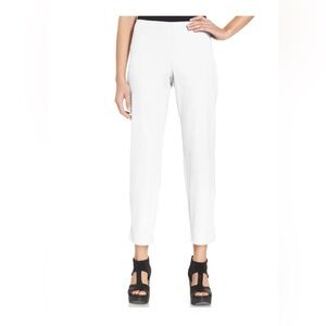 Eileen Fisher Pants Womens small White Organic Cotton Stretch Side Zip Ankle